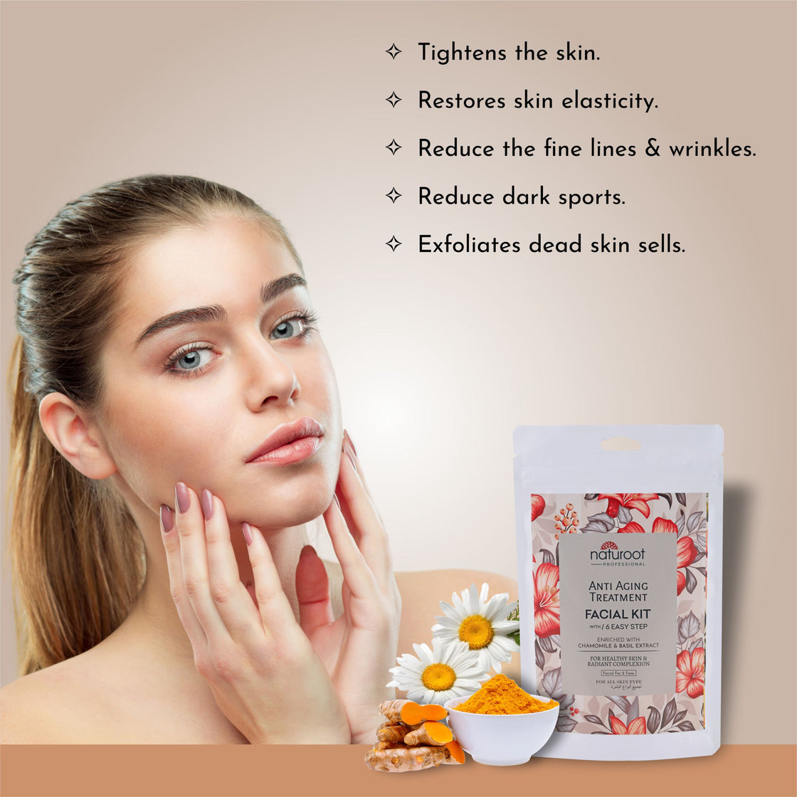Tangy Orange Crystal Shine Manicure Pedicure with Anti Aging Treatment Facial Kit