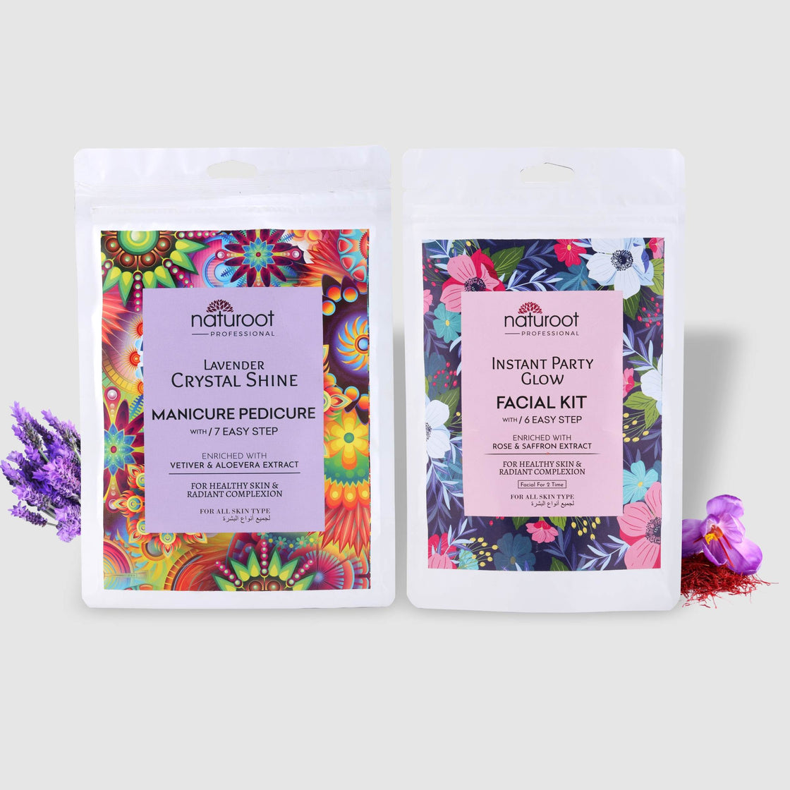 Lavender Crystal Shine Manicure Pedicure with Instant Party Glow Facial Kit