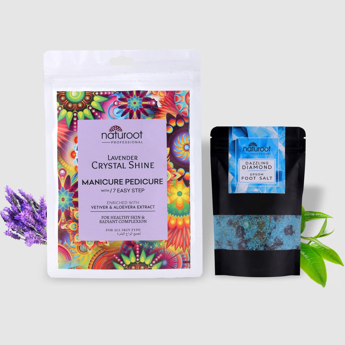 Lavender Crystal Shine Manicure Pedicure with Dazzling Diamond Foot Salt
