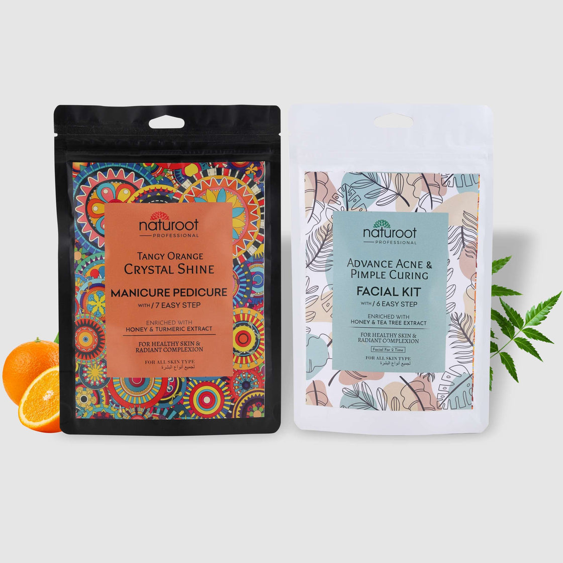 Tangy Orange Crystal Shine Manicure Pedicure with Advance Acne & Pimple Curing Facial Kit