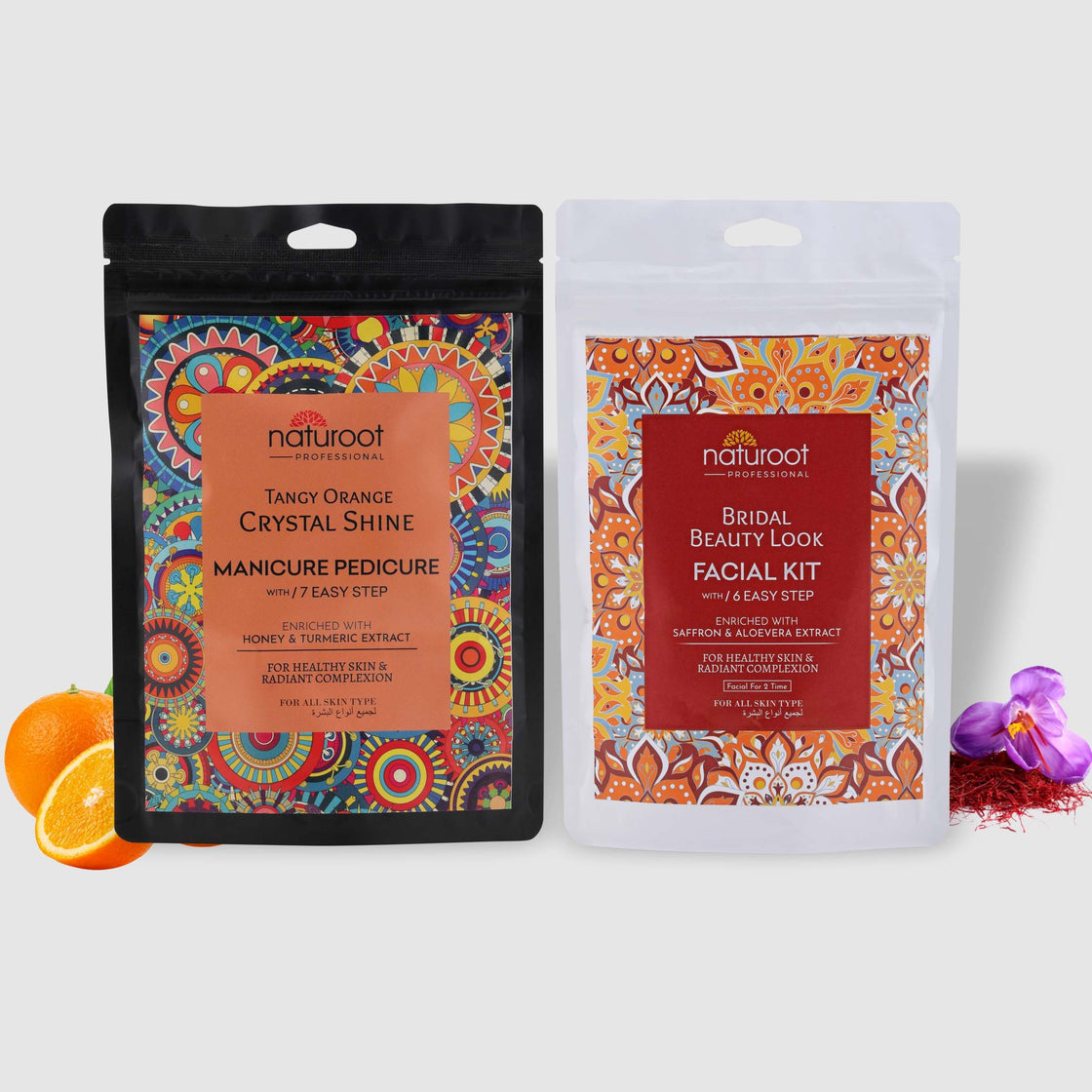 Tangy Orange Crystal Shine Manicure Pedicure with Bridal Beauty Facial Kit