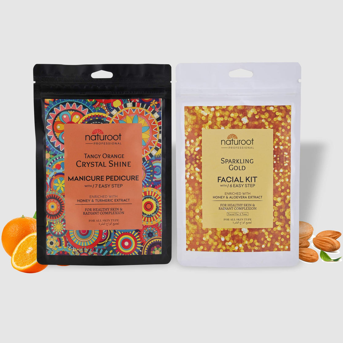 Tangy Orange Crystal Shine Manicure Pedicure with Sparkling Gold Facial Kit