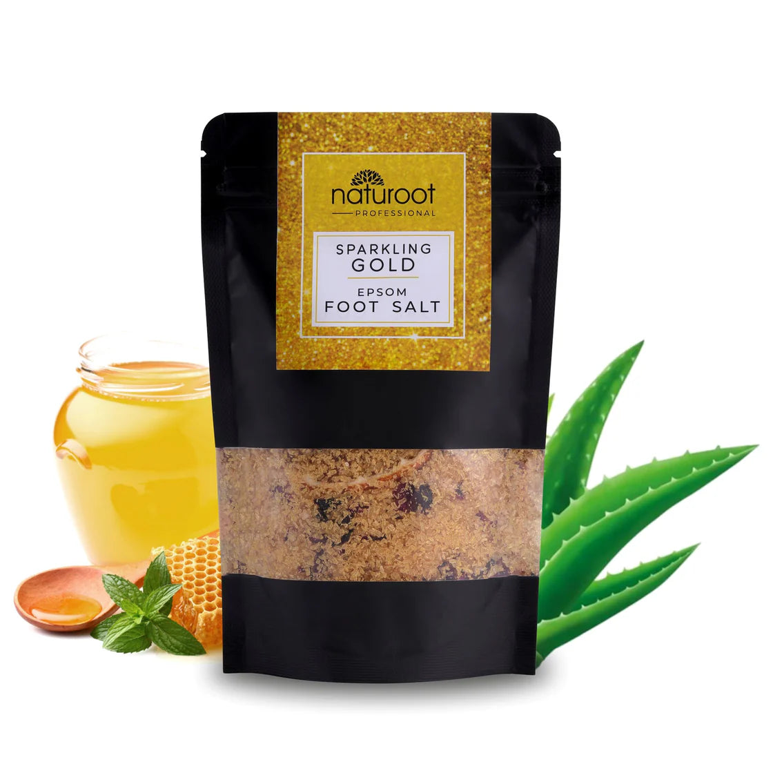 Tangy Orange Crystal Shine Manicure Pedicure with Sparkling Gold Foot Salt